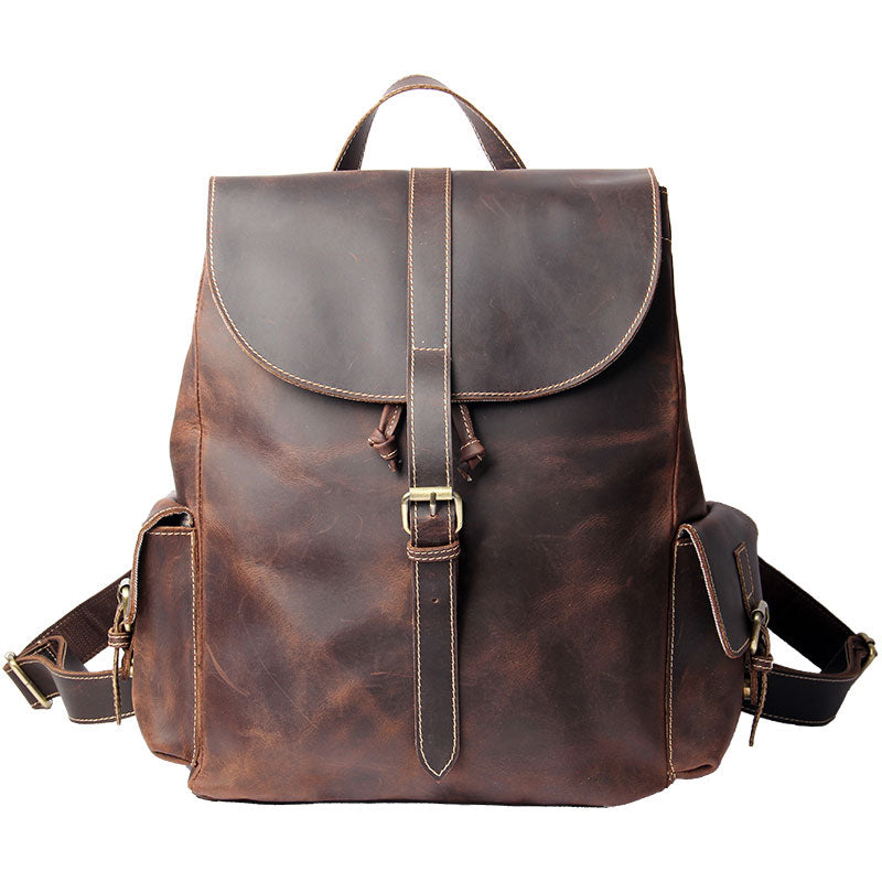 Handmade Leather Vintage Coffee Mens Cool Leather Backpack Travel Bag ...