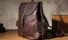 Handmade Leather Vintage Coffee Mens Cool Leather Backpack Travel Bag for men