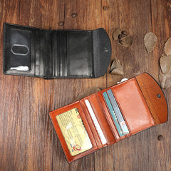 Handmade Mens Cool Black billfold Leather Wallet Men Trifold Brown Card Wallets for Men - iwalletsmen