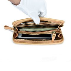 Vintage Mens Leather Long Zipper Wallets Blue Bifold Long Wallet Black Phone Wallet For Men - iwalletsmen