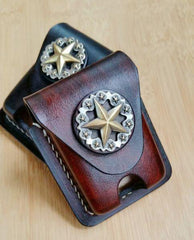 Brown Leather Classic Zippo Lighter Case Handmade Zippo Lighter Pouch with Belt Clip For Men - iwalletsmen