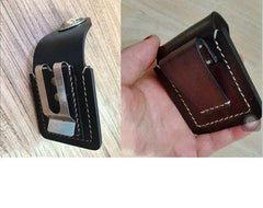 Black Leather Mens Classic Zippo Lighter Case Cool Handmade Standard Zippo Lighter Holder for Men - iwalletsmen