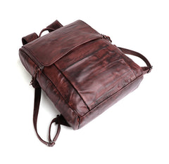Handmade Cool Leather Men's Backpack Travel Backpack 14inch Computer Backpack For Men - iwalletsmen