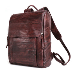 Handmade Cool Leather Men's Backpack Travel Backpack 14inch Computer Backpack For Men - iwalletsmen