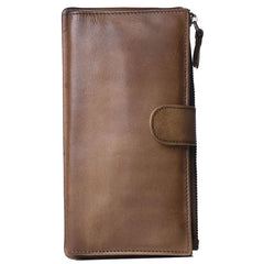 Brown Cool Leather Mens Long Wallet Phone Card Wallet Bifold Clutch Wallet for Men - iwalletsmen