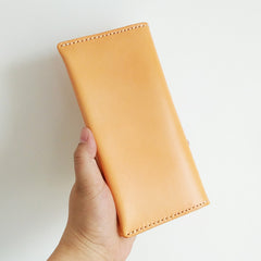 Handmade Mens Leather Brown Long Wallets Wine Red Bifold Long Wallet Clutch for Men - iwalletsmen