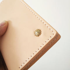 Handmade Vertical Mens Leather Beige billfold Small Wallet Cool Small Slim Bifold Wallets for Men - iwalletsmen