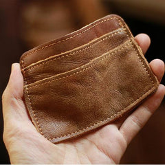 Brown Slim Leather Mens Card Wallet Small Card Holder Front Pocket Wallet For Men - iwalletsmen