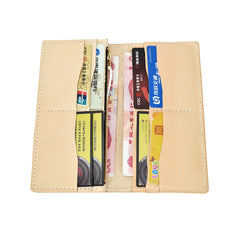 Handmade Studded Mens Light Beige Leather Long Wallets Cool Bifold Long Wallet for Men - iwalletsmen