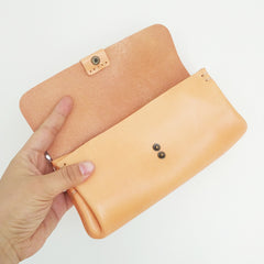 Handmade Suede Womens Black Leather Long Wallet Cool Green Envelope Wallet Clutch for Women - iwalletsmen