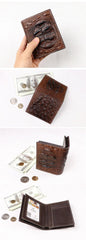Cool Vertical Dark Brown Leather Mens billfold Wallet Bifold Small Wallet Front Pocket Wallet For Men - iwalletsmen