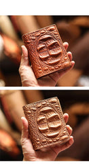 Cool Vertical Dark Brown Leather Mens billfold Wallet Bifold Small Wallet Front Pocket Wallet For Men - iwalletsmen