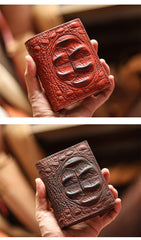 Cool Vertical Dark Brown Leather Mens billfold Wallet Bifold Small Wallet Front Pocket Wallet For Men - iwalletsmen