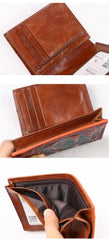 Cool Vertical Dark Brown Leather Mens billfold Wallet Bifold Small Wallet Front Pocket Wallet For Men - iwalletsmen