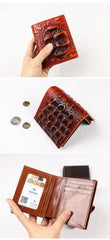 Cool Vertical Dark Brown Leather Mens billfold Wallet Bifold Small Wallet Front Pocket Wallet For Men - iwalletsmen