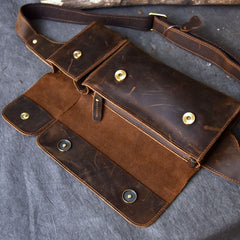 Handmade Vintage Leather Fanny Pack Mens Waist Bag Hip Pack Belt Bag for Men