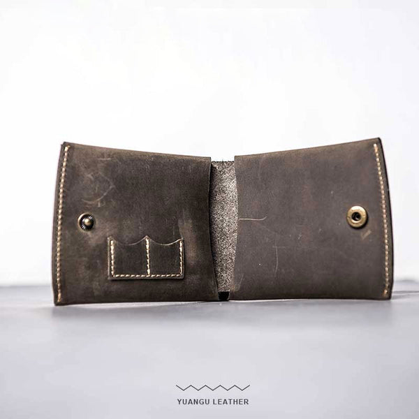 Handmade Vintage Leather Men Small Bifold Wallet Wallet for Men - iwalletsmen