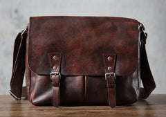 Handmade Vintage Leather Mens Cool Shoulder Bag Messenger Bag Chest Bag Bike Bag Cycling Bag for men