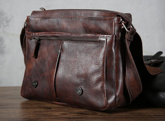 Handmade Vintage Leather Mens Cool Shoulder Bag Messenger Bag Chest Bag Bike Bag Cycling Bag for men