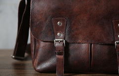 Handmade Vintage Leather Mens Cool Shoulder Bag Messenger Bag Chest Bag Bike Bag Cycling Bag for men