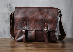 Handmade Vintage Leather Mens Cool Shoulder Bag Messenger Bag Chest Bag Bike Bag Cycling Bag for men