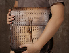 Handmade Vintage Leather Mens Cool Shoulder Bag Messenger Bag Chest Bag Bike Bag Cycling Bag for men