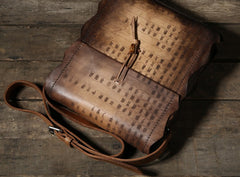 Handmade Vintage Leather Mens Cool Shoulder Bag Messenger Bag Chest Bag Bike Bag Cycling Bag for men