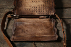 Handmade Vintage Leather Mens Cool Shoulder Bag Messenger Bag Chest Bag Bike Bag Cycling Bag for men