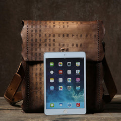 Handmade Vintage Leather Mens Cool Shoulder Bag Messenger Bag Chest Bag Bike Bag Cycling Bag for men