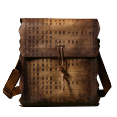 Handmade Vintage Leather Mens Cool Shoulder Bag Messenger Bag Chest Bag Bike Bag Cycling Bag for men
