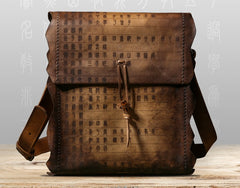 Handmade Vintage Leather Mens Cool Shoulder Bag Messenger Bag Chest Bag Bike Bag Cycling Bag for men