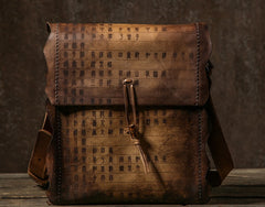 Handmade Vintage Leather Mens Cool Shoulder Bag Messenger Bag Chest Bag Bike Bag Cycling Bag for men