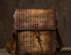Handmade Vintage Leather Mens Cool Shoulder Bag Messenger Bag Chest Bag Bike Bag Cycling Bag for men