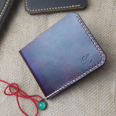 Handmade Vintage Leather Mens Slim Small Wallet Leather Bifold Wallets for Men - iwalletsmen