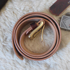 Handmade Vintage Red Brown Leather Mens Belt Leather Belt for Men - iwalletsmen