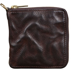 Handmade Wrinkled Mens Leather Cool billfold Chain Wallet Men Small Bifold Biker Wallets for Men - iwalletsmen