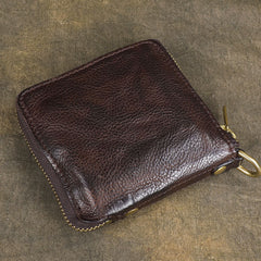 Handmade Wrinkled Mens Leather Cool billfold Chain Wallet Men Small Bifold Biker Wallets for Men - iwalletsmen