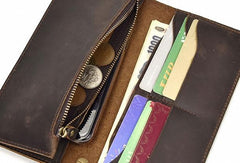 Handmade leather biker trucker wallet leather chain men Vintage Brown long wallet - iwalletsmen
