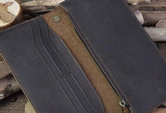 Handmade leather biker trucker wallet leather chain men Vintage Brown long wallet - iwalletsmen