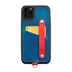 Handmade Black Leather iPhone 11 Pro Max Case with Card Holder CONTRAST COLOR iPhone 11 Leather Case - iwalletsmen