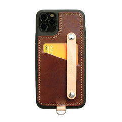 Handmade Orange Leather iPhone 11 Pro Case with Card Holder CONTRAST COLOR iPhone 11 Leather Case - iwalletsmen