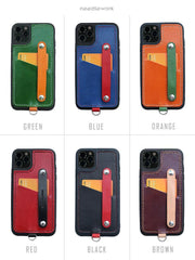 Handmade Black Leather iPhone 11 Pro Case with Card Holder CONTRAST COLOR iPhone 11 Leather Case - iwalletsmen