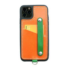 Handmade Black Leather iPhone 11 Case with Card Holder CONTRAST COLOR iPhone 11 Leather Case - iwalletsmen