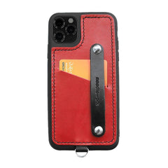 Handmade Red Leather iPhone 11 Pro Max Case with Card Holder CONTRAST COLOR iPhone 11 Leather Case - iwalletsmen