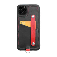 Handmade Black Leather iPhone 11 Case with Card Holder CONTRAST COLOR iPhone 11 Leather Case - iwalletsmen