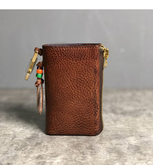 Handmade Cool Leather Mens Black Key Wallet Car Key Holder Brown Card Holder for Men - iwalletsmen