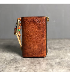 Handmade Cool Leather Mens Black Key Wallet Car Key Holder Brown Card Holder for Men - iwalletsmen