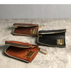 Handmade Cool Leather Mens Black Key Wallet Car Key Holder Brown Card Holder for Men - iwalletsmen
