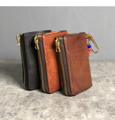 Handmade Cool Leather Mens Black Key Wallet Car Key Holder Brown Card Holder for Men - iwalletsmen