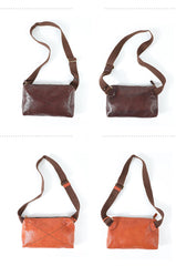 Cool Black LEATHER MEN'S 8 INCHES Small Side BAGs Sling MESSENGER BAG Chest BAG FOR MEN - iwalletsmen